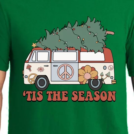 Retro Christmas Tis The Season Truck Christmas Tree Lights Pajama Set