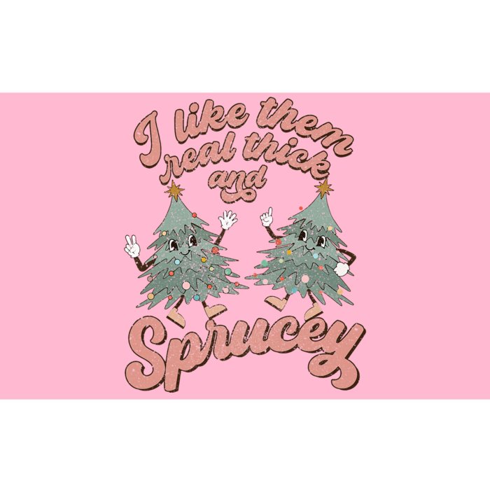 Retro Christmas Tree I Like Them Real Thick And Sprucey Xmas Bumper Sticker