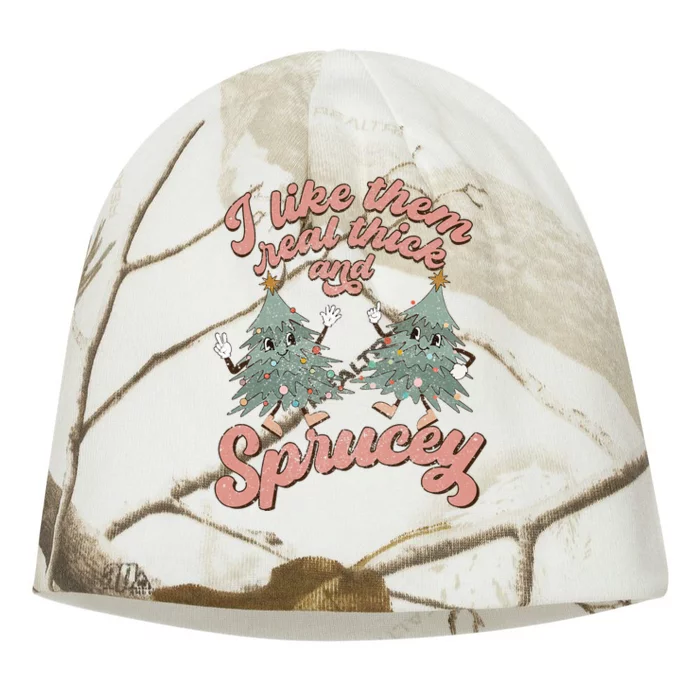 Retro Christmas Tree I Like Them Real Thick And Sprucey Xmas Kati - Camo Knit Beanie