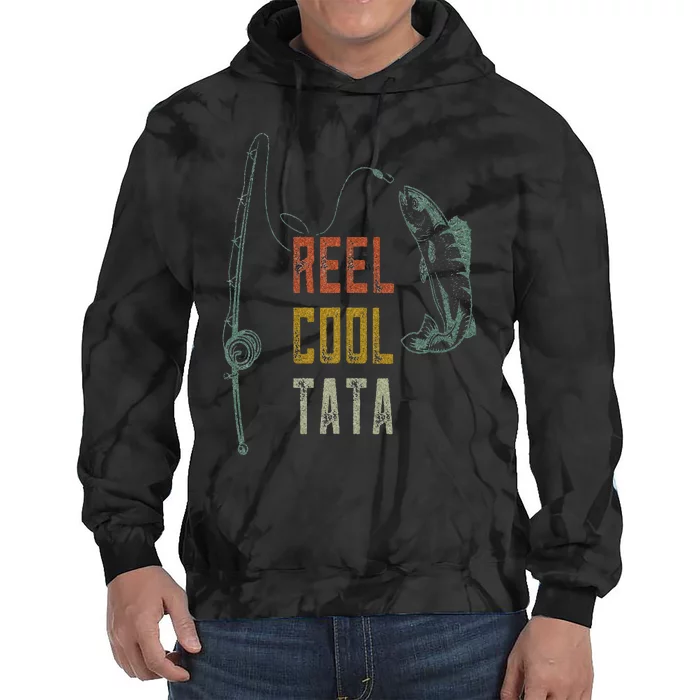 Reel Cool Tata Fishing  Fun Fathers Day Indian Grandpa Tie Dye Hoodie