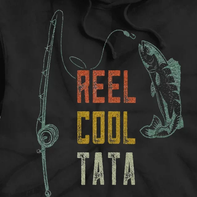 Reel Cool Tata Fishing  Fun Fathers Day Indian Grandpa Tie Dye Hoodie