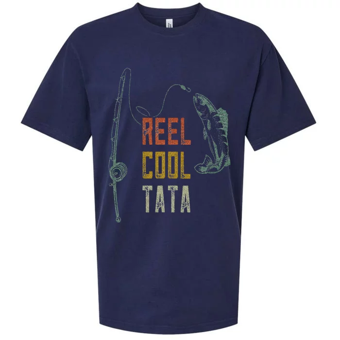 Reel Cool Tata Fishing  Fun Fathers Day Indian Grandpa Sueded Cloud Jersey T-Shirt