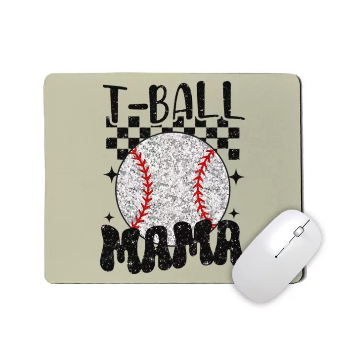 Retro Checkered Teeball Mama Tball Mom Sports Mothers Day Mousepad