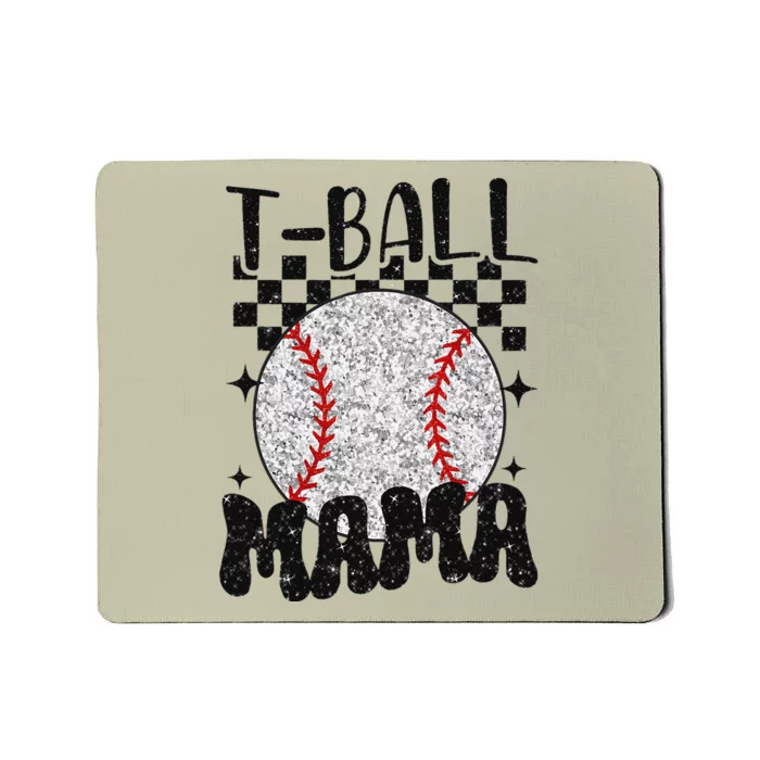 Retro Checkered Teeball Mama Tball Mom Sports Mothers Day Mousepad