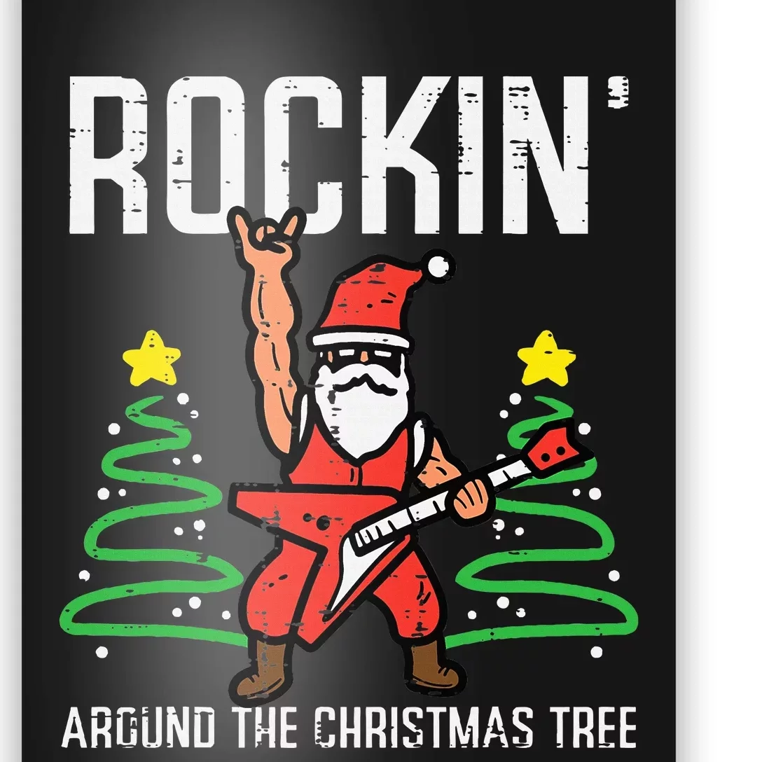 Rockin' Christmas Tree Santa Guitar Funny Xmas Gift Poster