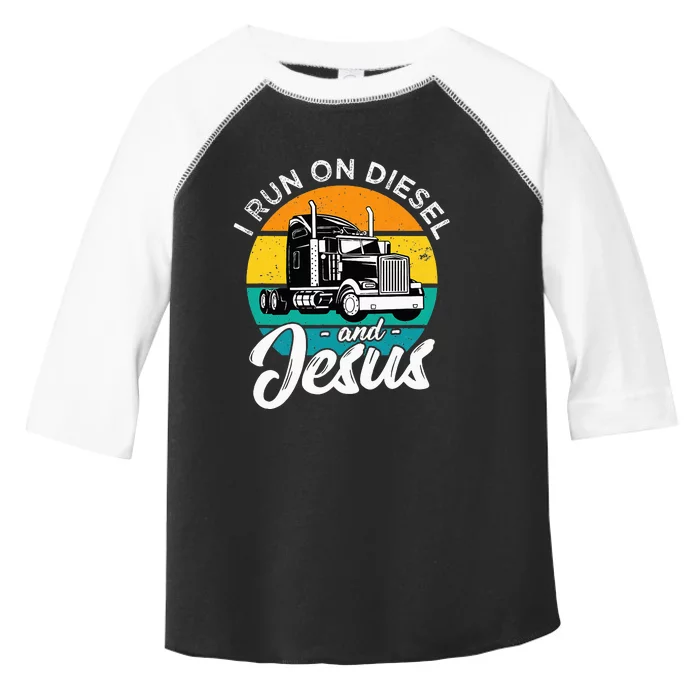 Retro Christian Truck Driver I Run On Diesel And Jesus Faith Toddler Fine Jersey T-Shirt