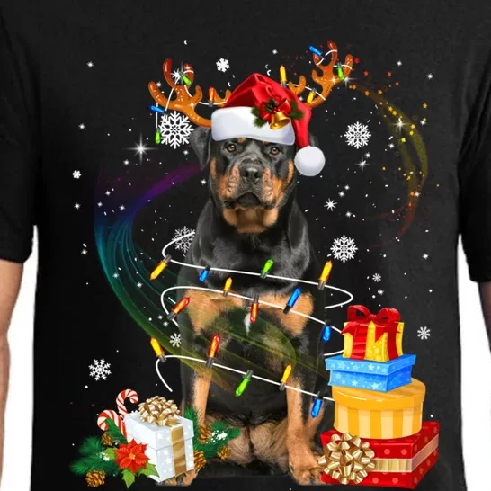 Rottweiler Christmas Tree Light Pajama Dog Xmas Gift Pajama Set