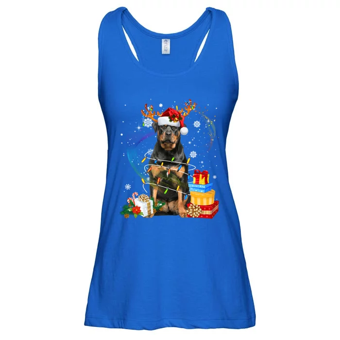 Rottweiler Christmas Tree Light Pajama Dog Xmas Gift Ladies Essential Flowy Tank