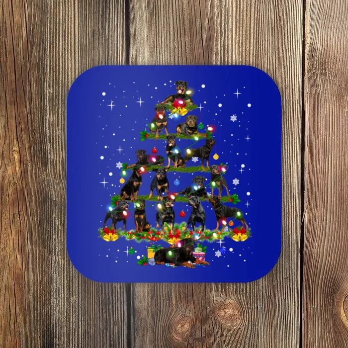 Rottweiler Christmas Tree Lights Sweater Xmas Dog Lover Funny Gift Coaster