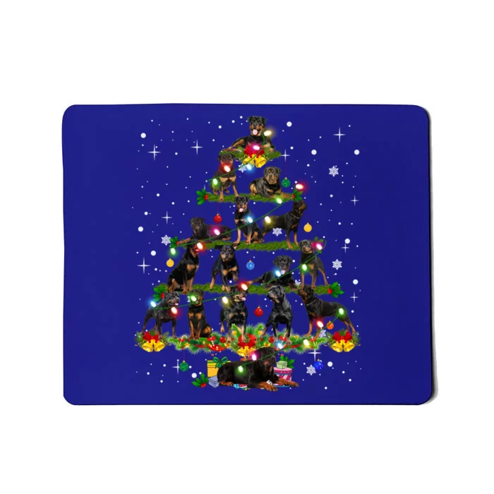 Rottweiler Christmas Tree Lights Sweater Xmas Dog Lover Funny Gift Mousepad