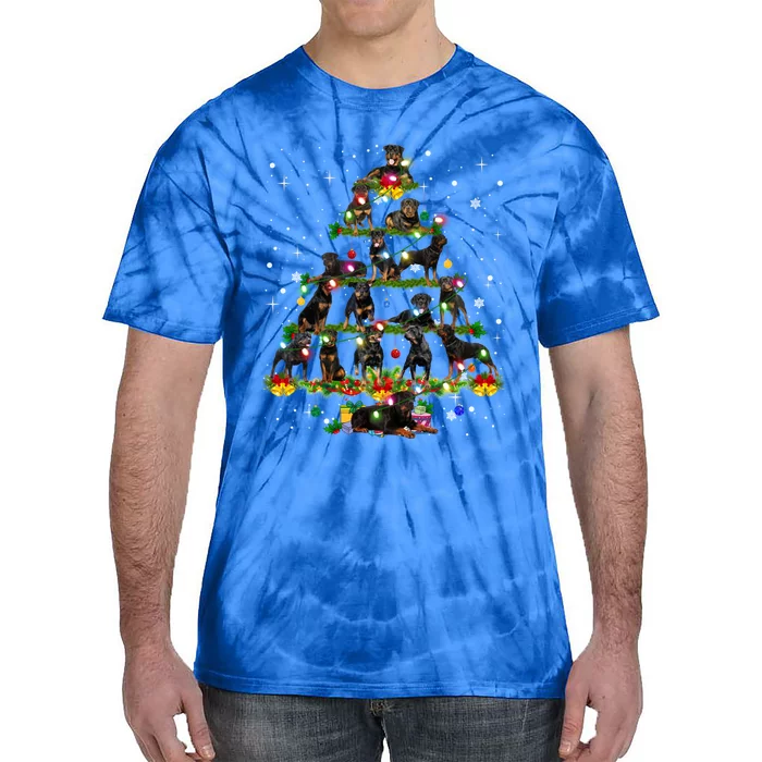 Rottweiler Christmas Tree Lights Sweater Xmas Dog Lover Funny Gift Tie-Dye T-Shirt