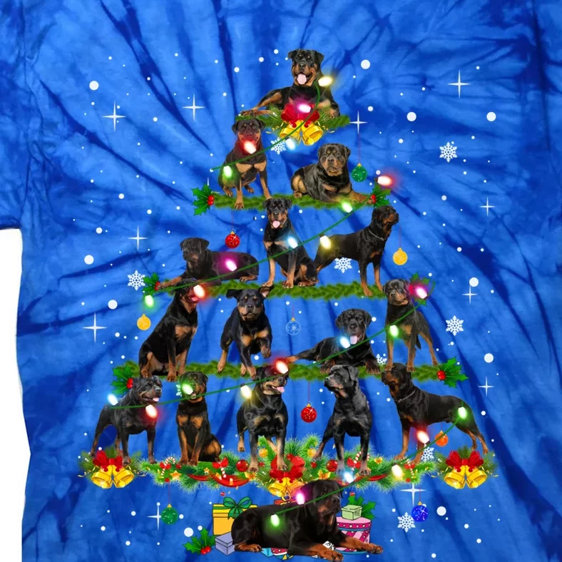 Rottweiler Christmas Tree Lights Sweater Xmas Dog Lover Funny Gift Tie-Dye T-Shirt