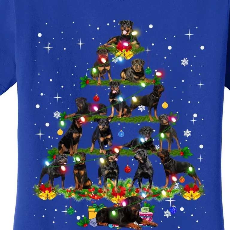 Rottweiler Christmas Tree Lights Sweater Xmas Dog Lover Funny Gift Women's T-Shirt