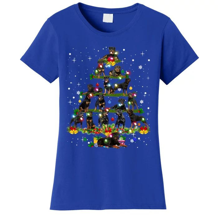 Rottweiler Christmas Tree Lights Sweater Xmas Dog Lover Funny Gift Women's T-Shirt