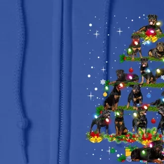 Rottweiler Christmas Tree Lights Sweater Xmas Dog Lover Funny Gift Full Zip Hoodie