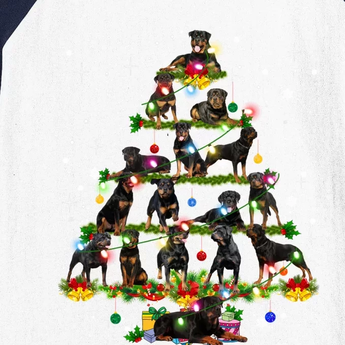 Rottweiler Christmas Tree Lights Sweater Xmas Dog Lover Funny Gift Baseball Sleeve Shirt