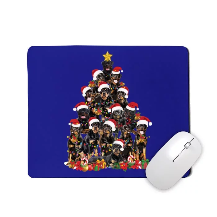 Rottweiler Christmas Tree Xmas Lights Funny Dog Dad Mom Cute Gift Mousepad