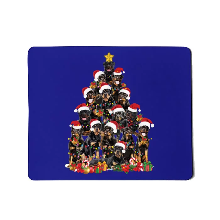 Rottweiler Christmas Tree Xmas Lights Funny Dog Dad Mom Cute Gift Mousepad