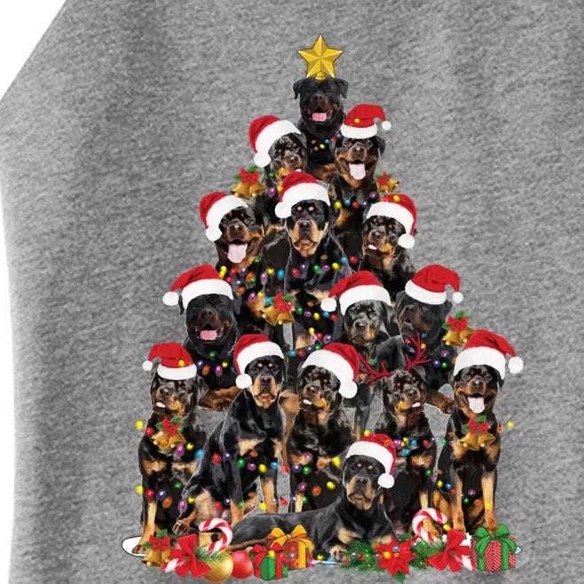 Rottweiler Christmas Tree Xmas Lights Funny Dog Dad Mom Cute Gift Women’s Perfect Tri Rocker Tank