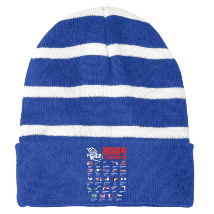 Racing Circuit Track Car Fan Race Lover 2024 Calendar Striped Beanie with Solid Band