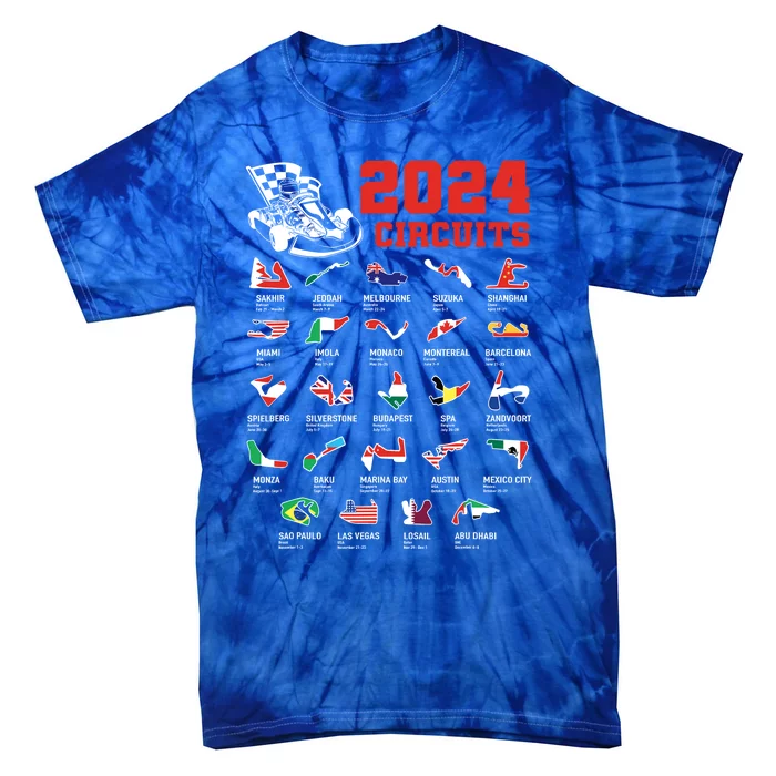 Racing Circuit Track Car Fan Race Lover 2024 Calendar Tie-Dye T-Shirt