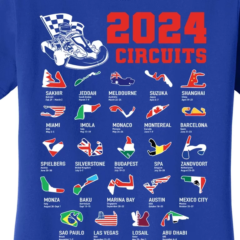 Racing Circuit Track Car Fan Race Lover 2024 Calendar Women's T-Shirt