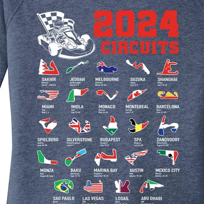 Racing Circuit Track Car Fan Race Lover 2024 Calendar Women's Perfect Tri Tunic Long Sleeve Shirt