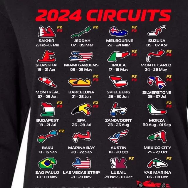 Racing Circuit Track Car Fan Race Lover 2024 Calendar Womens Cotton Relaxed Long Sleeve T-Shirt