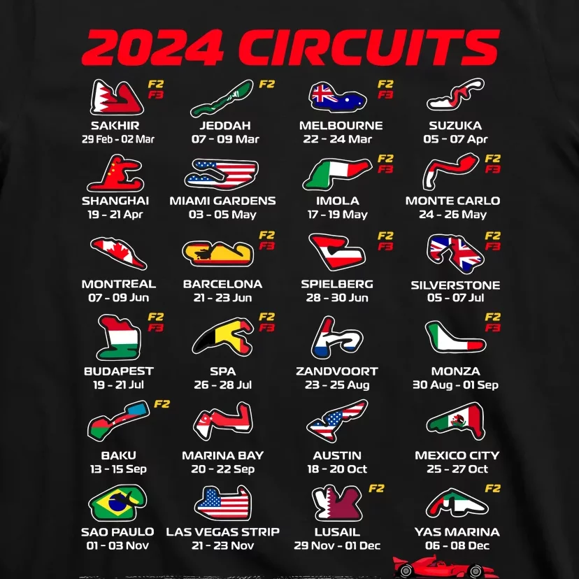 Racing Circuit Track Car Fan Race Lover 2024 Calendar T-Shirt