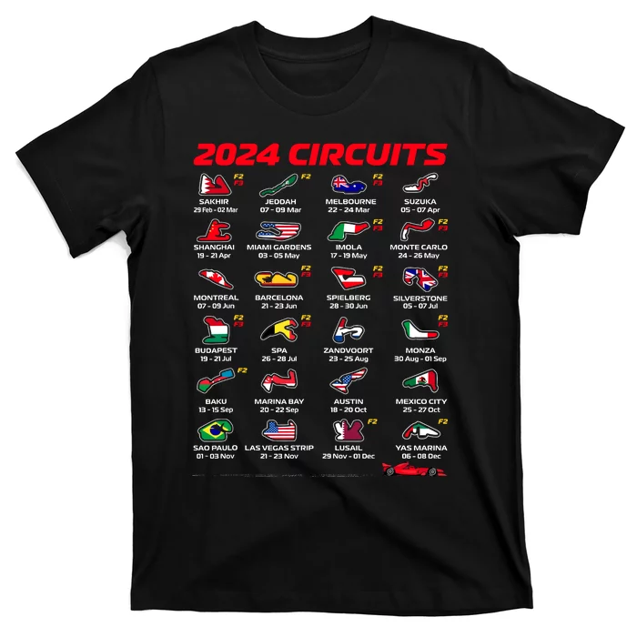 Racing Circuit Track Car Fan Race Lover 2024 Calendar T-Shirt