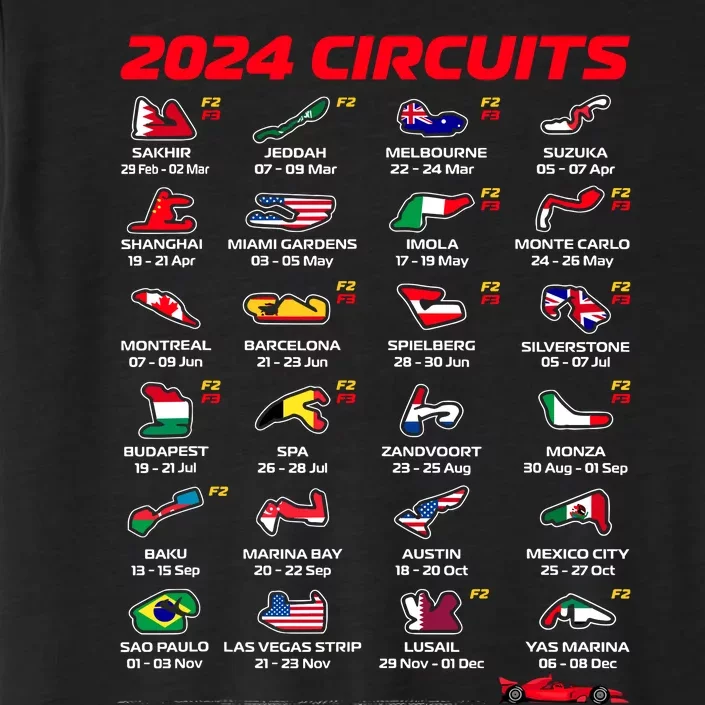 Racing Circuit Track Car Fan Race Lover 2024 Calendar ChromaSoft Performance T-Shirt