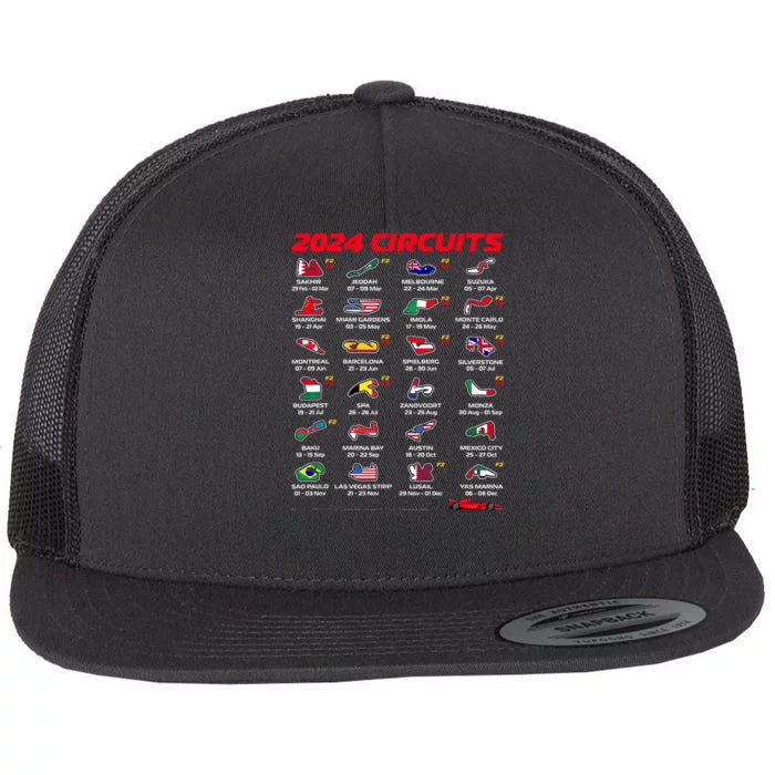 Racing Circuit Track Car Fan Race Lover 2024 Calendar Flat Bill Trucker Hat