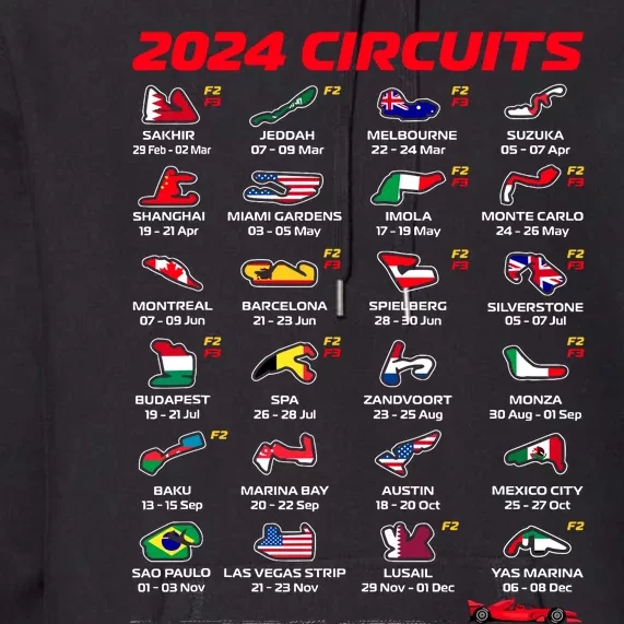 Racing Circuit Track Car Fan Race Lover 2024 Calendar Premium Hoodie