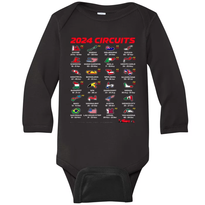 Racing Circuit Track Car Fan Race Lover 2024 Calendar Baby Long Sleeve Bodysuit