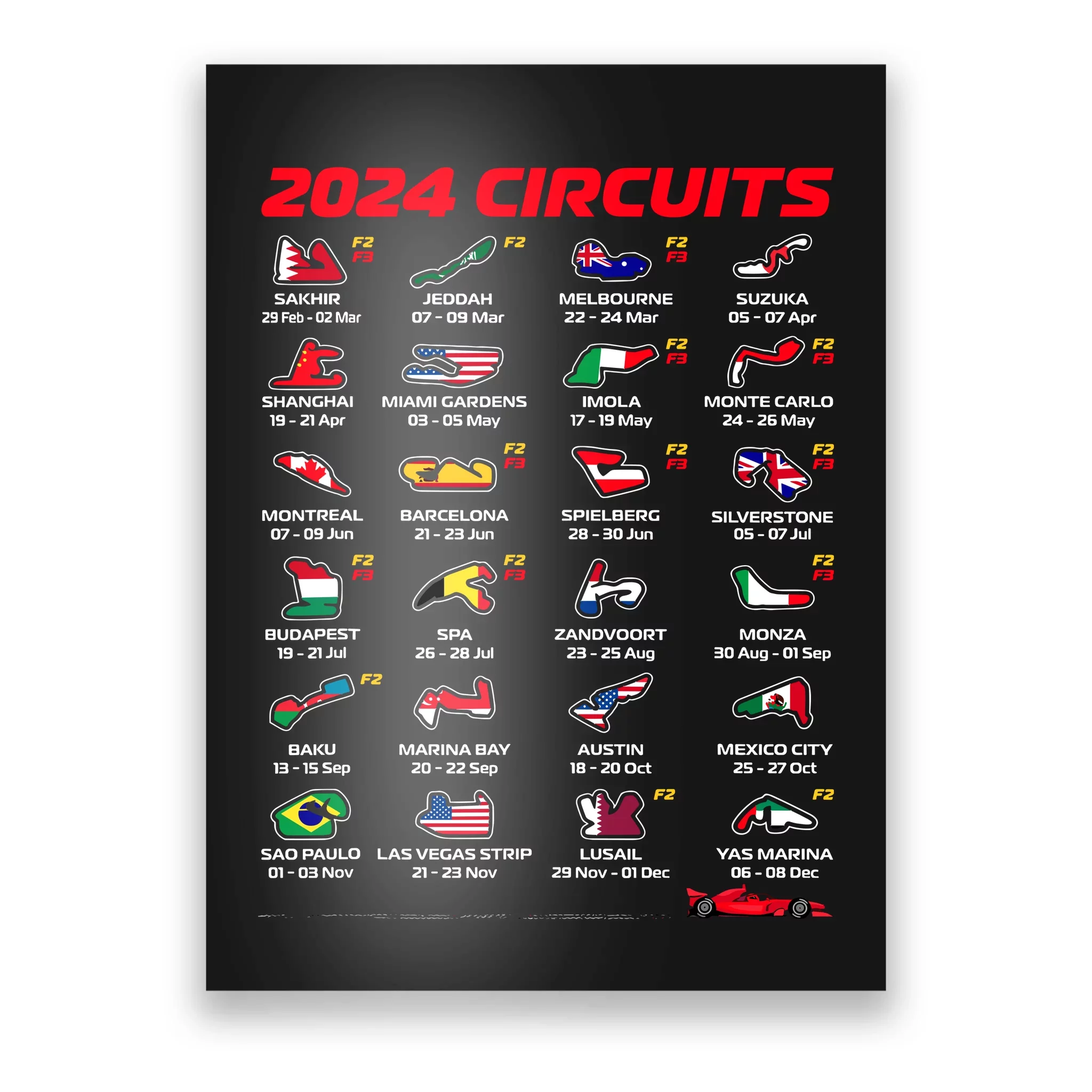 Racing Circuit Track Car Fan Race Lover 2024 Calendar Poster   Rct3189619 Racing Circuit Track Car Fan Race Lover 2024 Calendar  Black Post Garment.webp