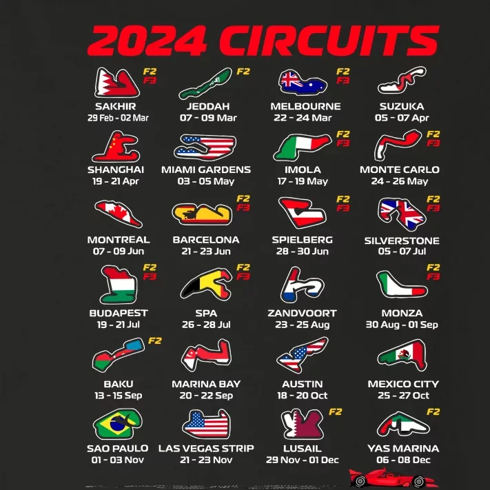 Racing Circuit Track Car Fan Race Lover 2024 Calendar Toddler Long Sleeve Shirt