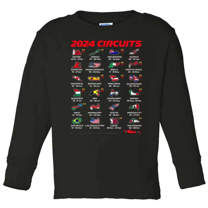 Racing Circuit Track Car Fan Race Lover 2024 Calendar Toddler Long Sleeve Shirt