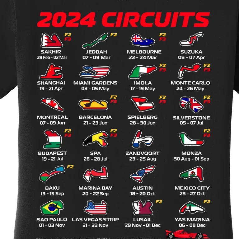 Racing Circuit Track Car Fan Race Lover 2024 Calendar Women's T-Shirt