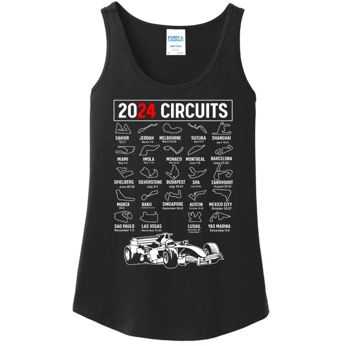 Racing Circuit Track Car Fan Race Lover 2024 Calendar Ladies Essential Tank