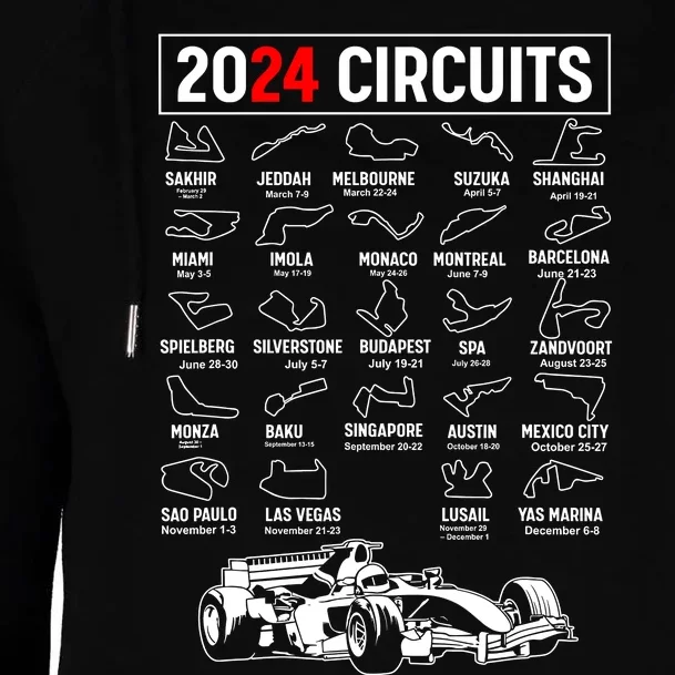 Racing Circuit Track Car Fan Race Lover 2024 Calendar Womens Funnel Neck Pullover Hood