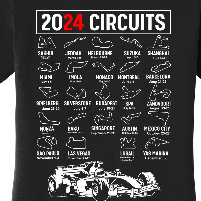 Racing Circuit Track Car Fan Race Lover 2024 Calendar Women's T-Shirt