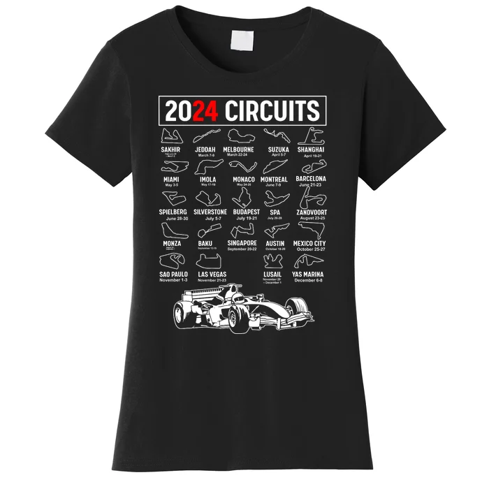 Racing Circuit Track Car Fan Race Lover 2024 Calendar Women's T-Shirt