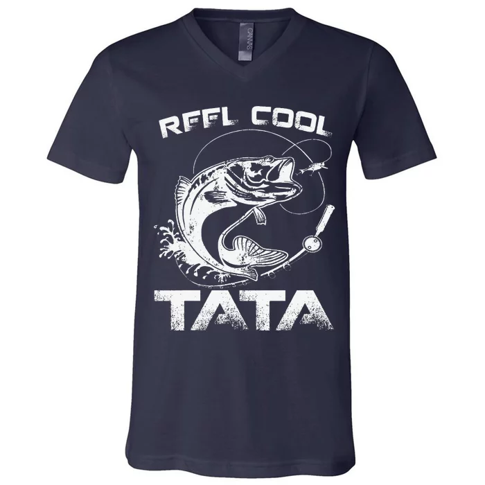 Reel Cool Tata Fish Fishing Fathers Day Gift V-Neck T-Shirt