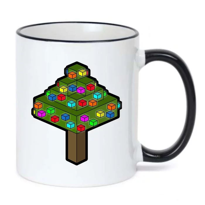 Retro Christmas Tree Blocks Gaming Craft Black Color Changing Mug