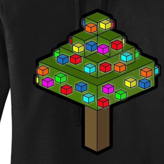 Retro Christmas Tree Blocks Gaming Craft Women's Pullover Hoodie