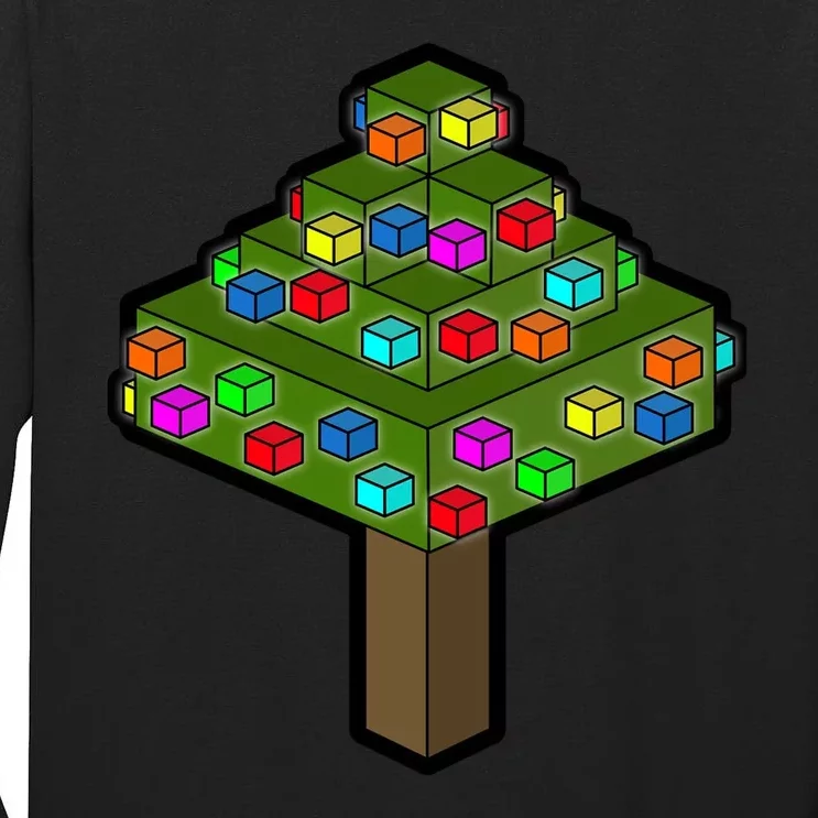 Retro Christmas Tree Blocks Gaming Craft Tall Long Sleeve T-Shirt