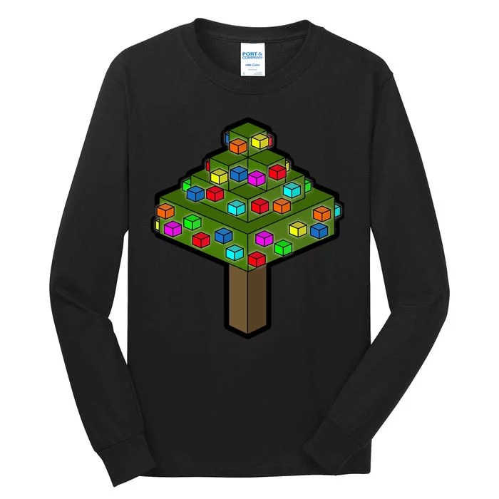 Retro Christmas Tree Blocks Gaming Craft Tall Long Sleeve T-Shirt