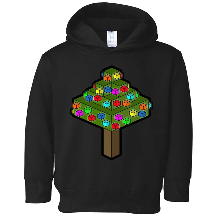 Retro Christmas Tree Blocks Gaming Craft Toddler Hoodie