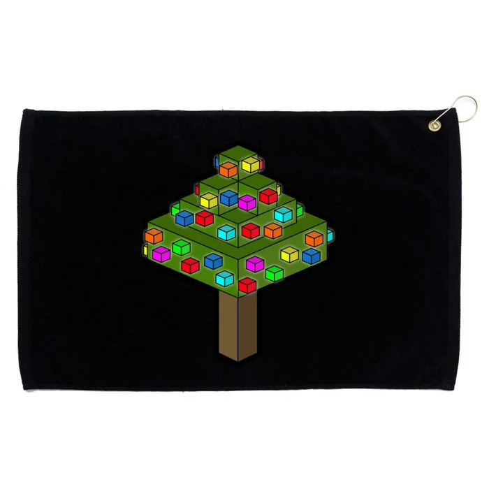 Retro Christmas Tree Blocks Gaming Craft Grommeted Golf Towel