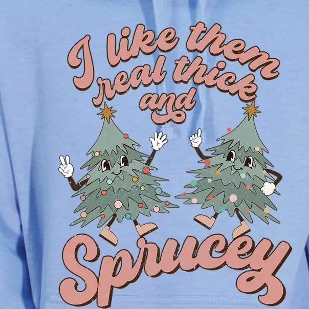 Retro Christmas Tree I Like Them Real Thick And Sprucey Xmas Gift Unisex Surf Hoodie